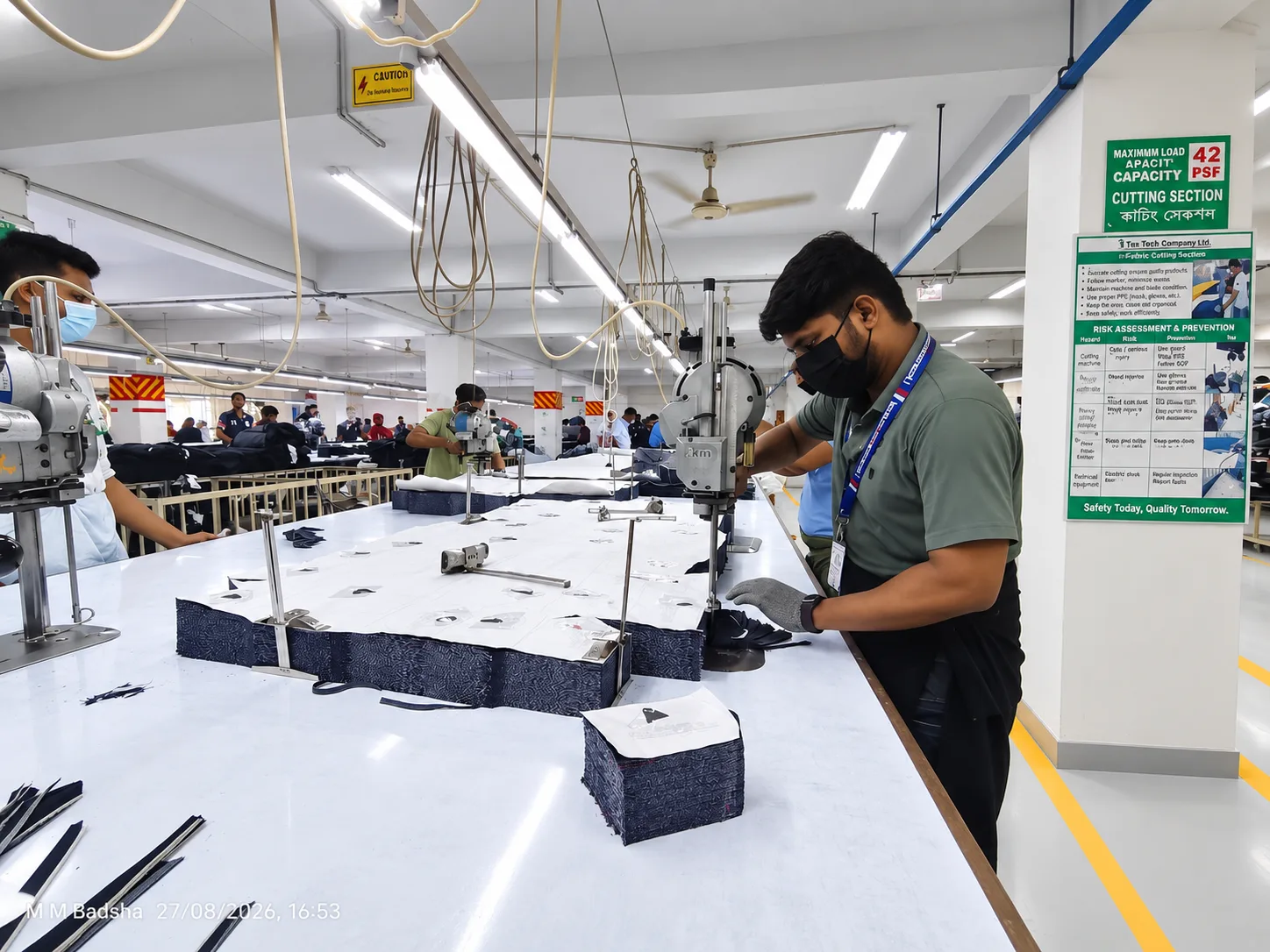 Garment cutting section at Tex Tech apparel manufacturing facility in Bangladesh